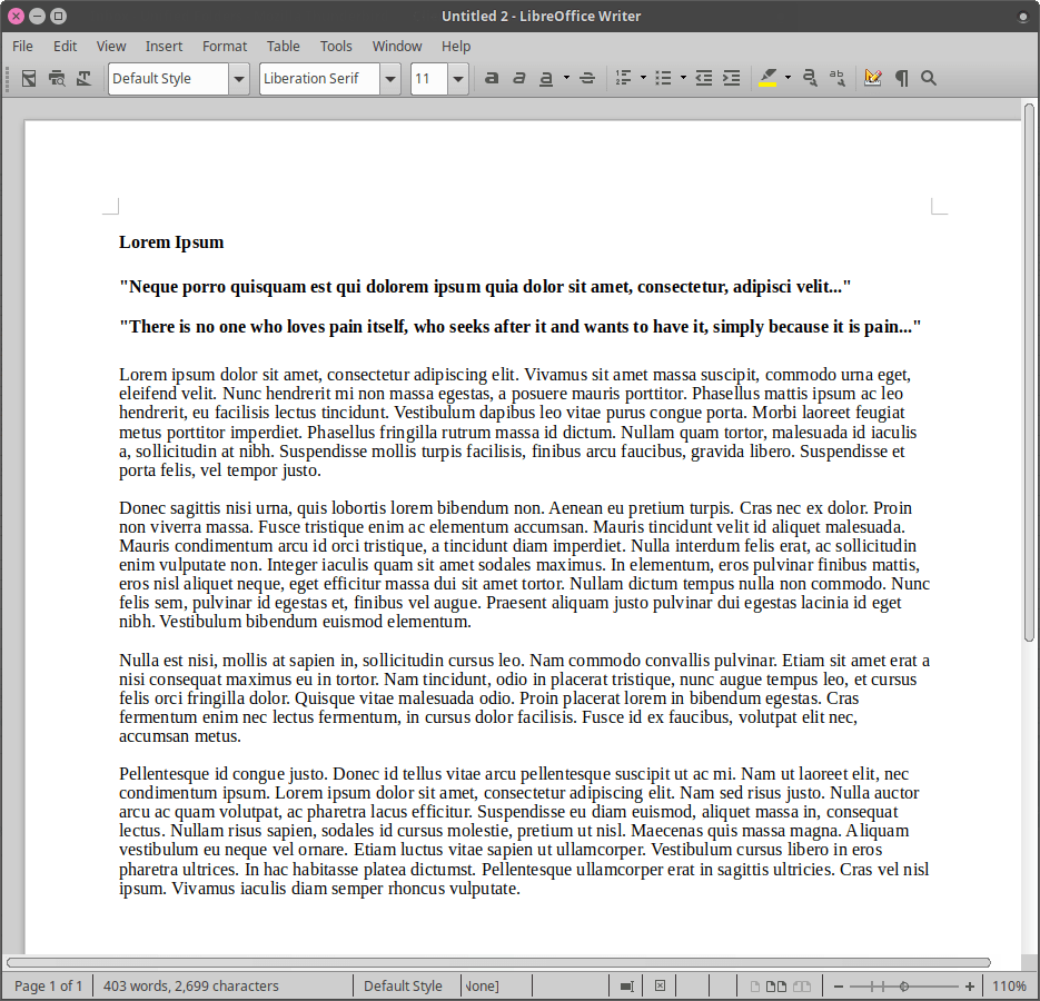 Liberation Serif, single-spaced, in LibreOffice 6