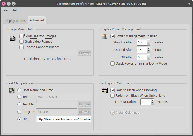 XScreenSaver advanced options