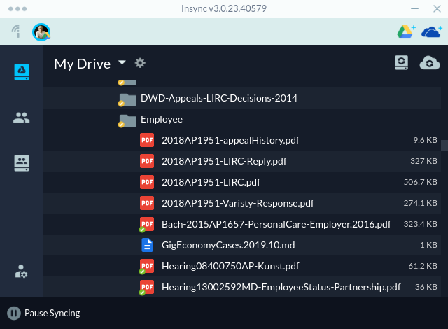 Un-synced folder contents