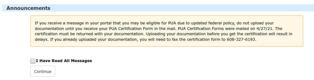 New PUA notice