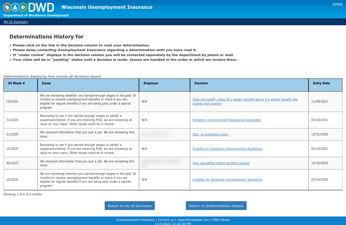 Sue's determination history
