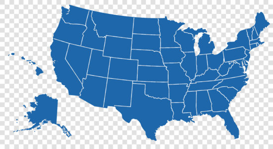 United States of America Map on Transparent Background. Vector EPS 10
