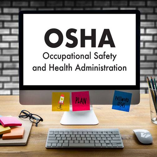Computer screen reading "OSHA"