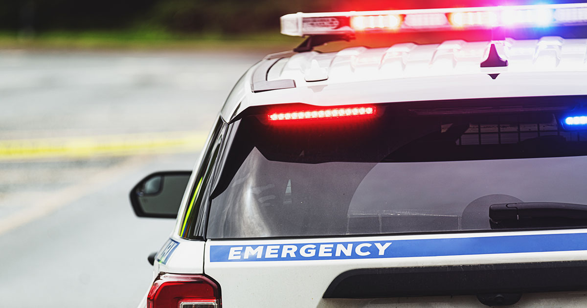 police car with flashing lights